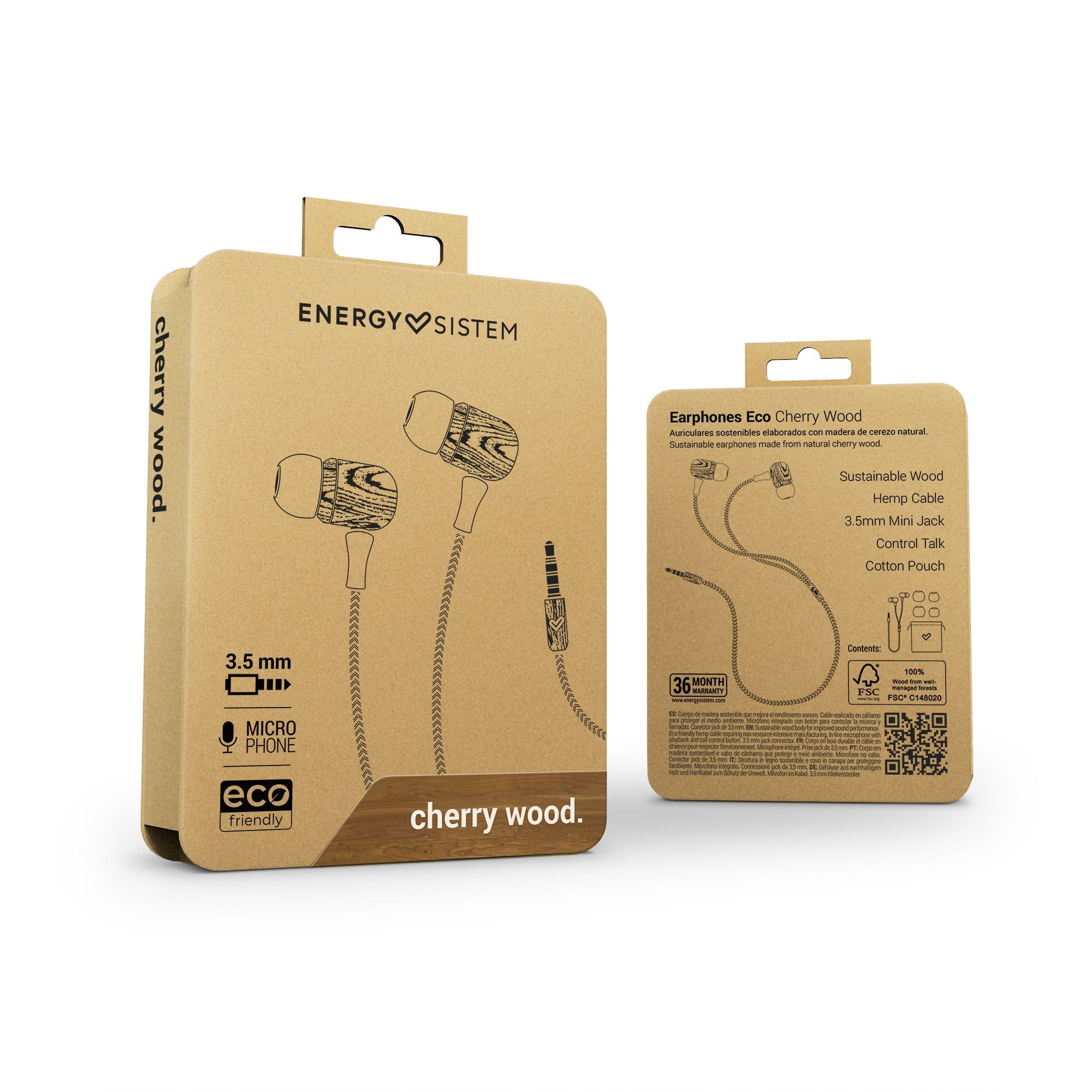 Auriculares Earphones Eco Cherry Wood - Imagen 6