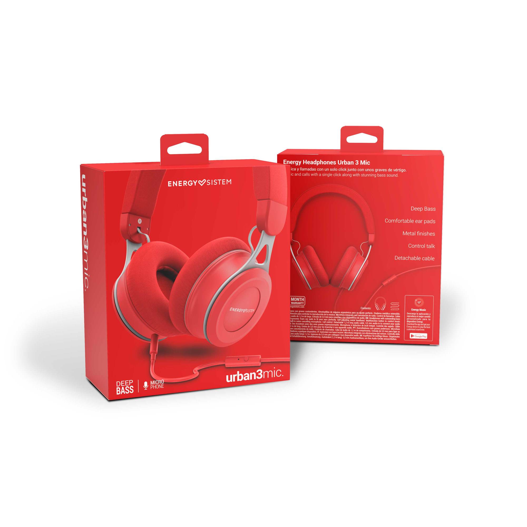 Auriculares Headphones Urban 3 Mic Red - Imagen 5