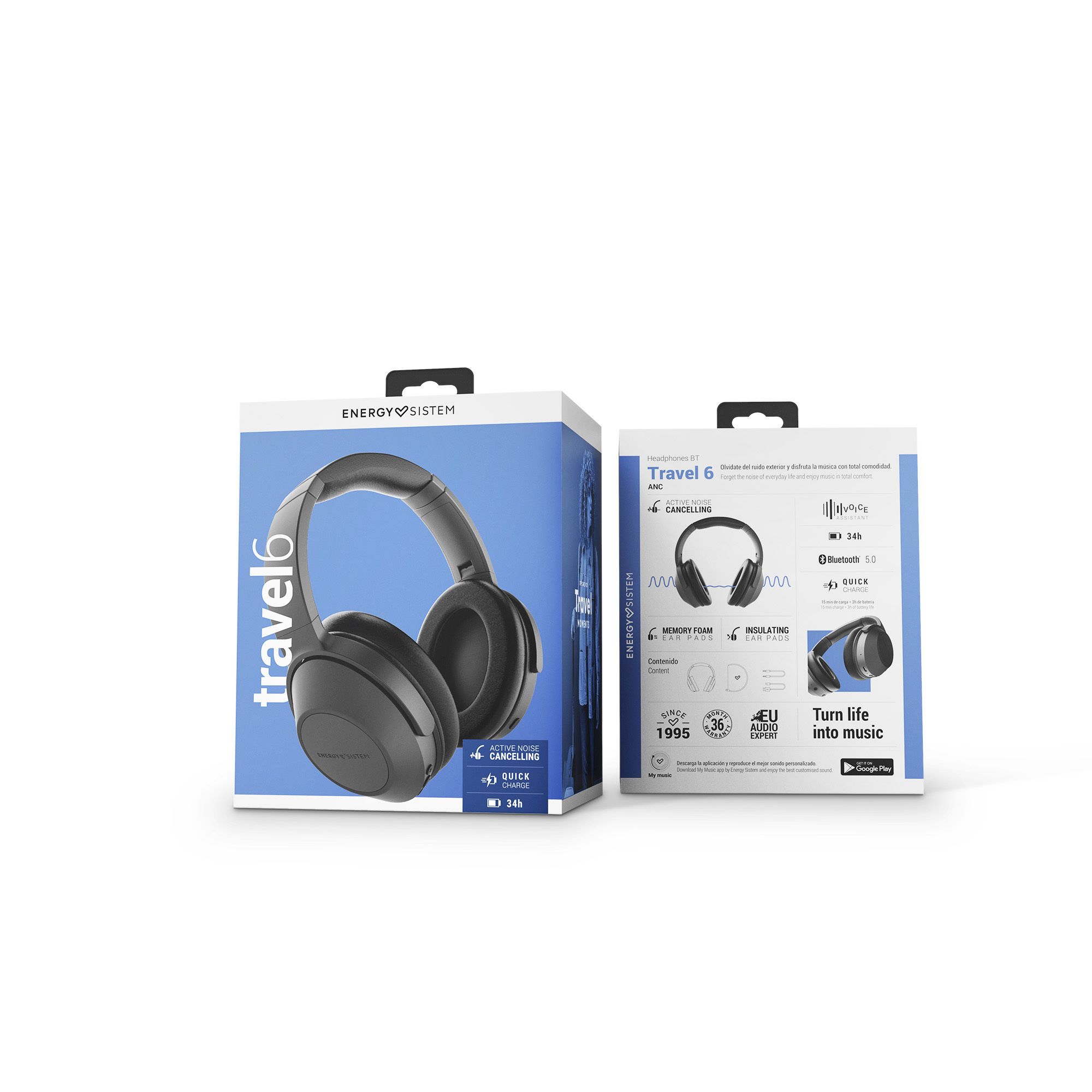 Auriculares Headphones BT Travel 6 ANC Black - Imagen 6