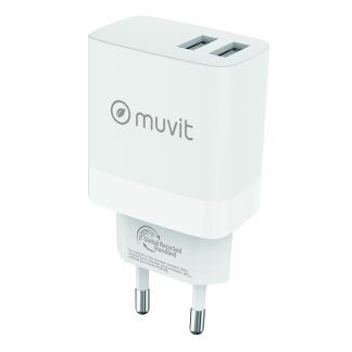 Cargador de pared con 2 puertos USB de 18W blanco