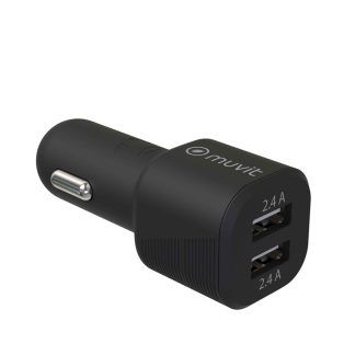 Cargador coche con 2 puertos USB negro