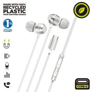 Auriculares estéreo magnéticos tipo C blancos