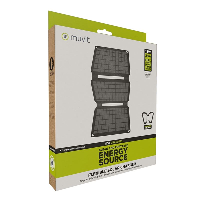 Cargador solar de 15W negro - Imagen 7