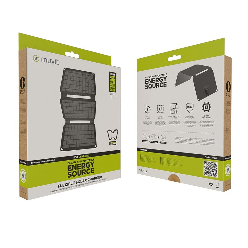 Cargador solar de 15W negro - Imagen 9