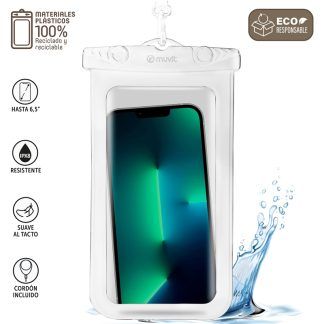 Funda acuática universal para dispositivos de hasta 6,5 pulgadas blanca