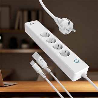 Regleta Wifi con 4 tomas de corriente 2 puertos USSB y monitor de energía