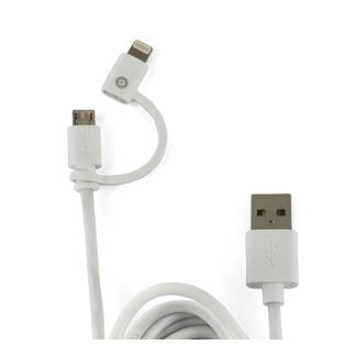 Muvit cable USB a MicroUSB y Lightning MFI blanco