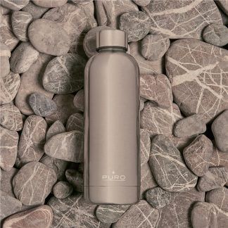 Puro H&C botella de acero inoxidable doble pared 500ml plata