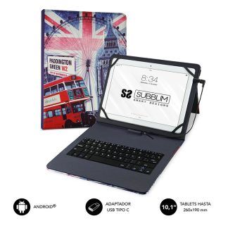 Funda con teclado para tablet de 9 a 11 pulgadas bandera Inglaterra