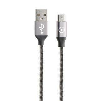 Cable USB a Micro USB metal flexible gris