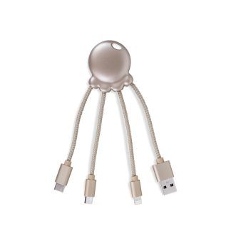 Adaptador USB multi conector con orificio para llavero oro metalizado