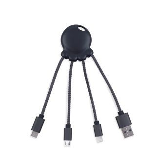 Adaptador USB multi conector con orificio para llavero negro metalizado