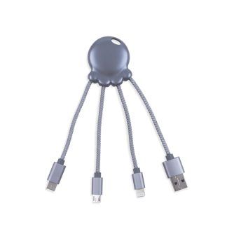 Adaptador USB multi conector con orificio para llavero gris