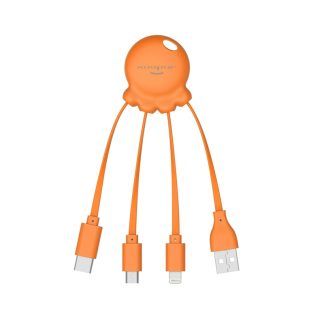Adaptador USB multi conector con orificio para llavero naranja